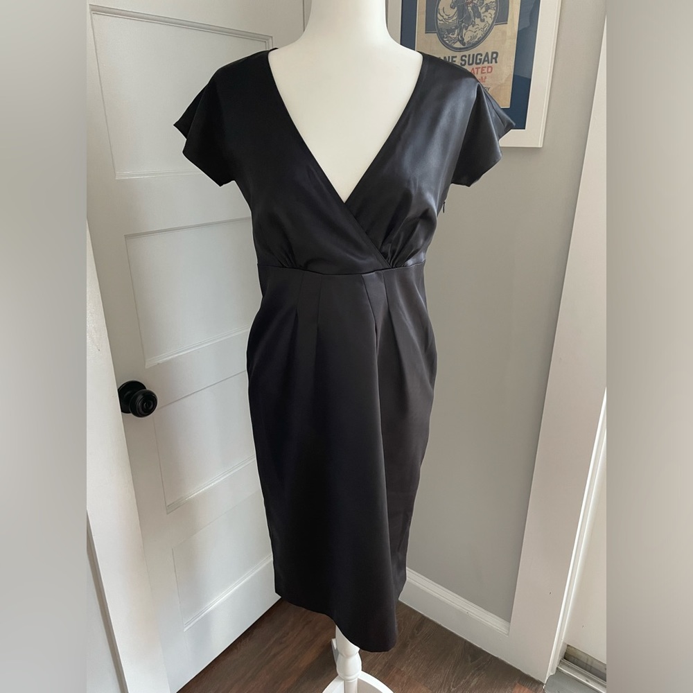 DKNY satin black cocktail dress - empire waistline - sz 6